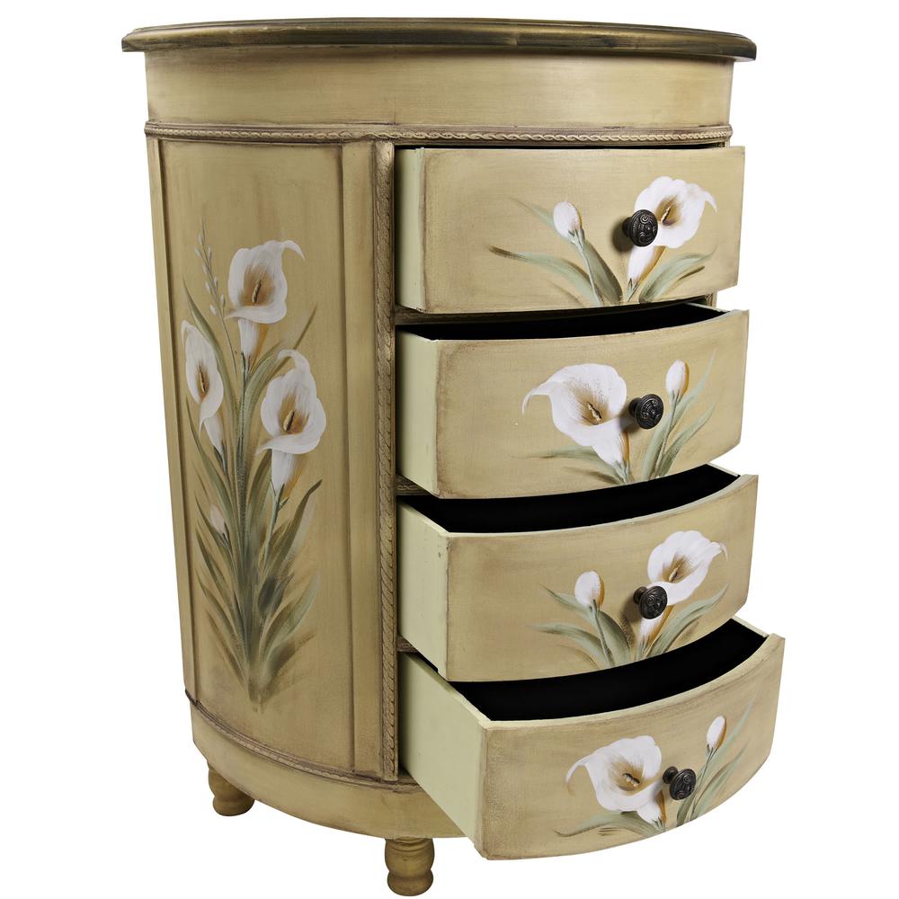 Antique Accessory Table with Calla Lily Floral Art. Picture 5