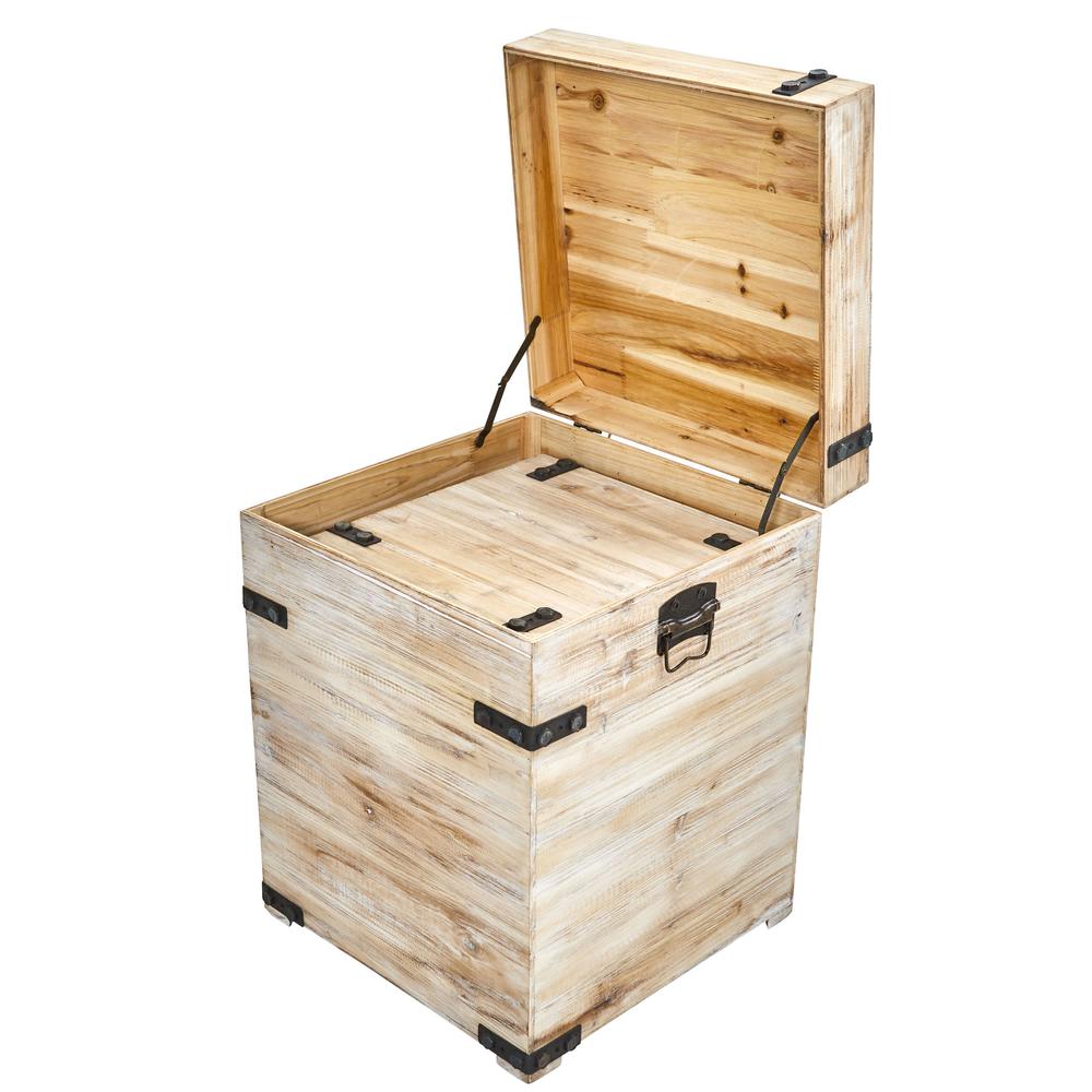 Decorative White Wash Storage Boxes-Trunks with Metal Detail (Set of 2). Picture 3