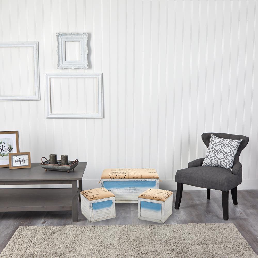 Ocean Breeze Storage Boxes, Bench and Seating Set (Set of 3). Picture 4