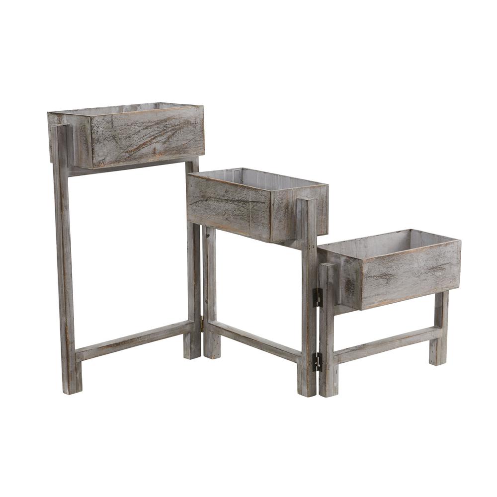3.5ft. Gray Washed Expandable Decorative Planter. Picture 1