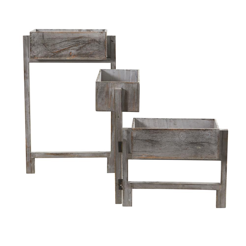 3.5ft. Gray Washed Expandable Decorative Planter. Picture 3