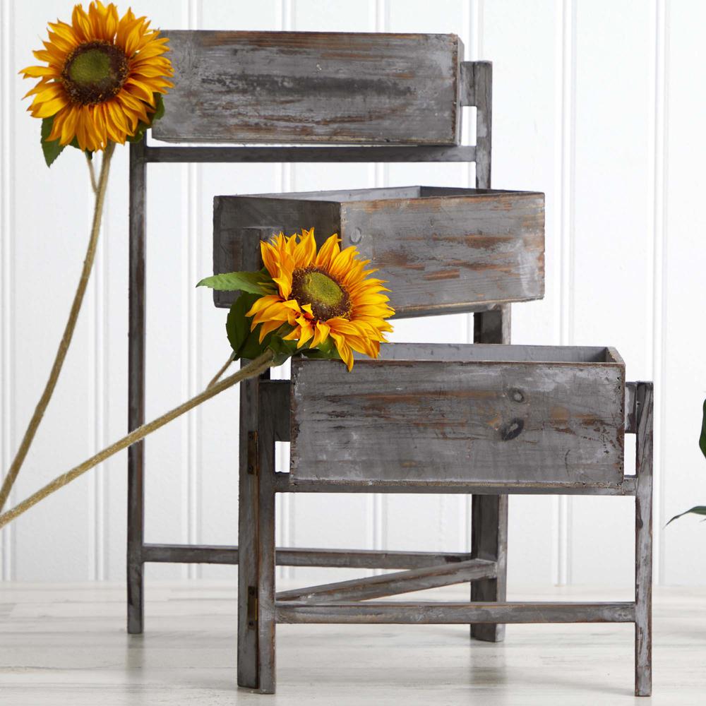 3.5ft. Gray Washed Expandable Decorative Planter. Picture 7