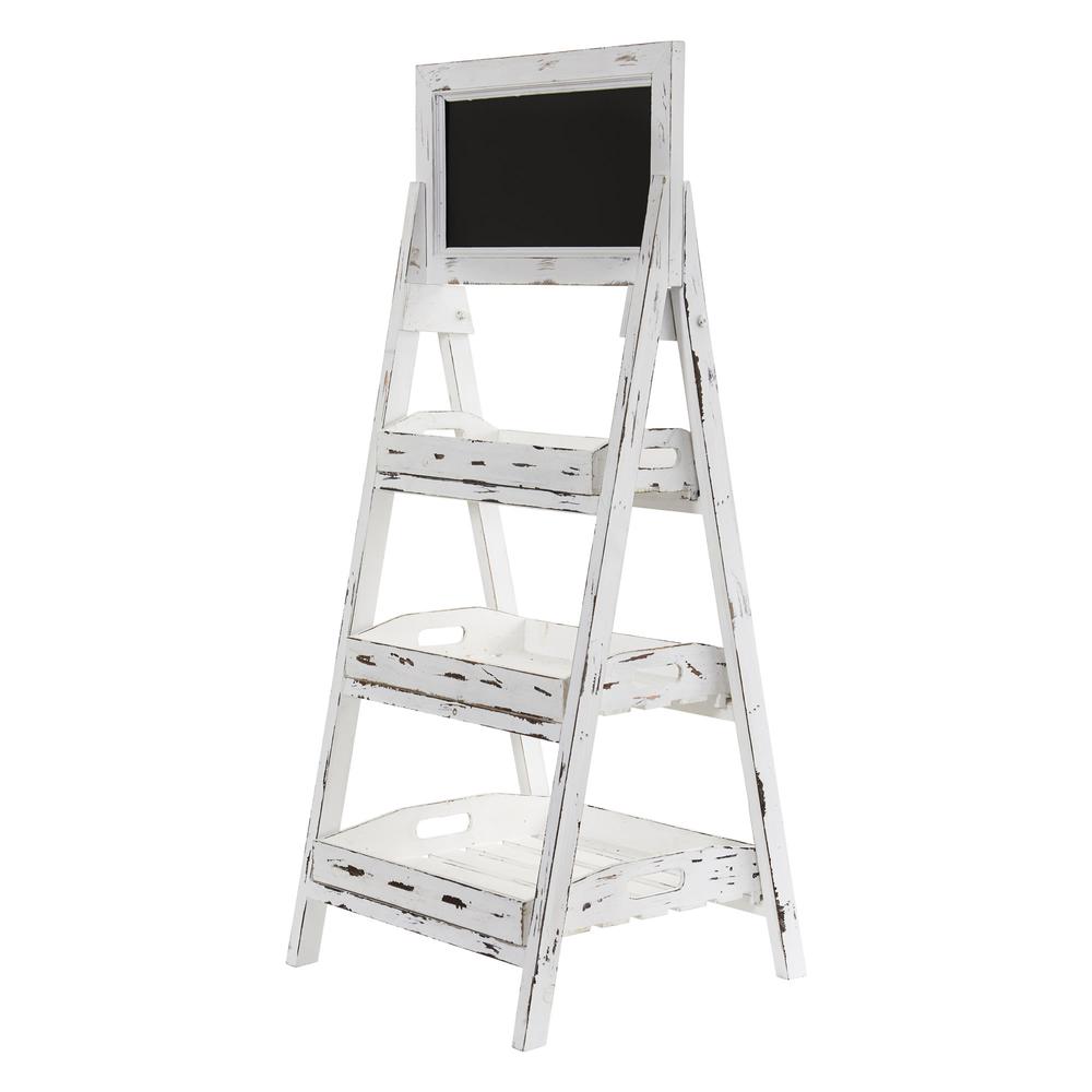 3ft. White Washed Farmhouse Stand with Chalkboard. Picture 1