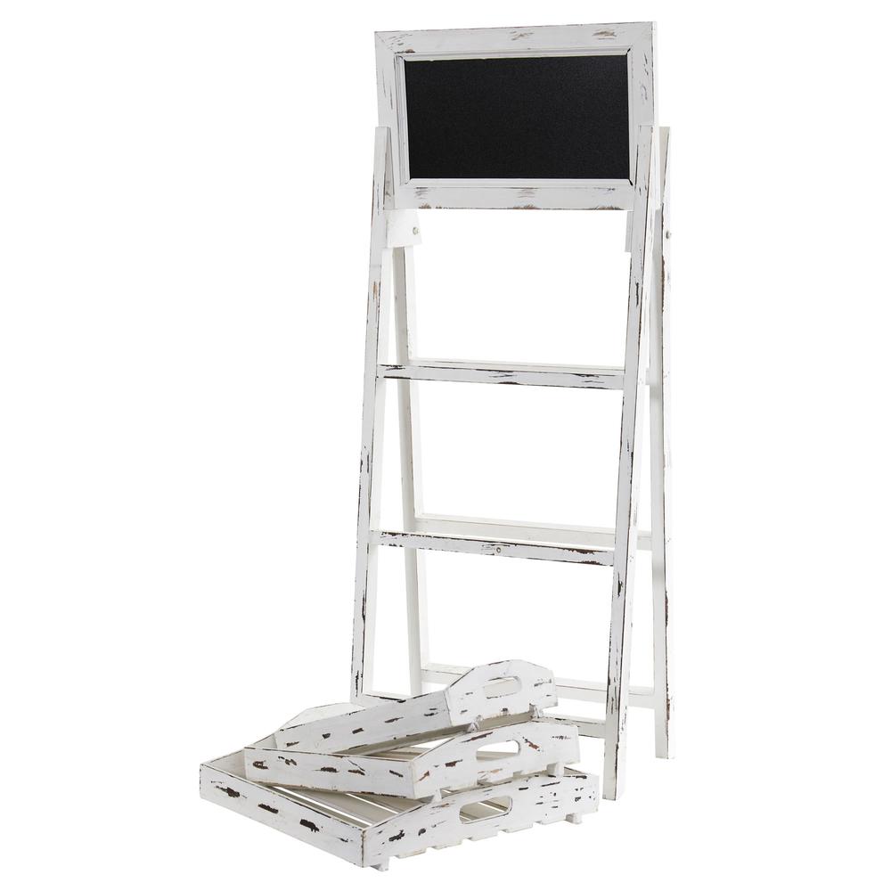 3ft. White Washed Farmhouse Stand with Chalkboard. Picture 5