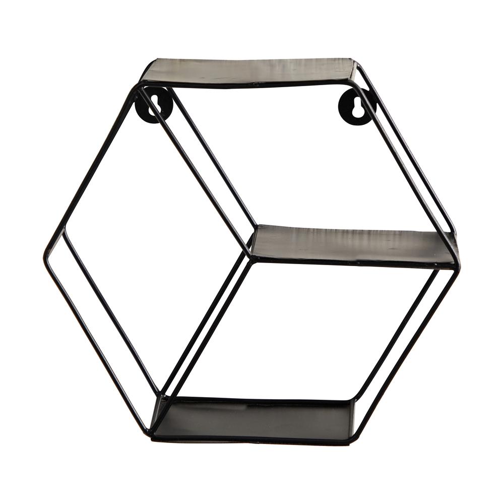 10in. Black Matte Hexagon Wall Shelf. Picture 1