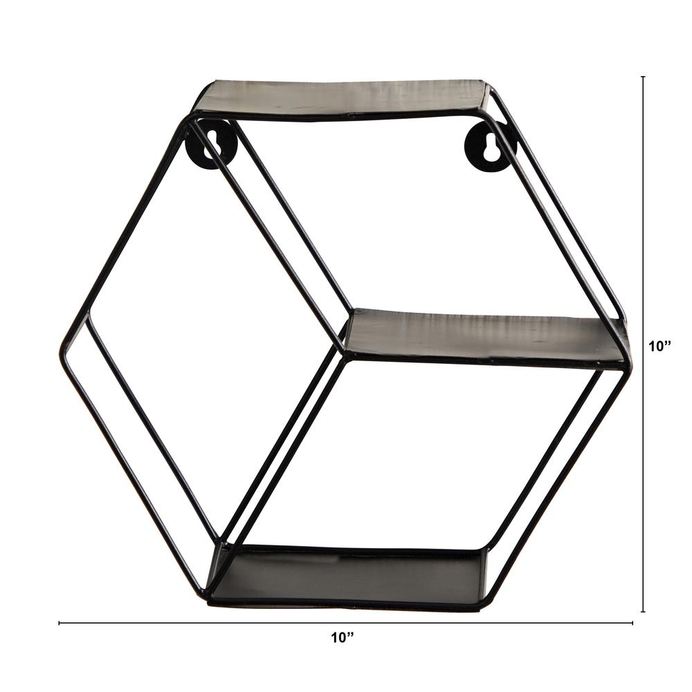 10in. Black Matte Hexagon Wall Shelf. Picture 2