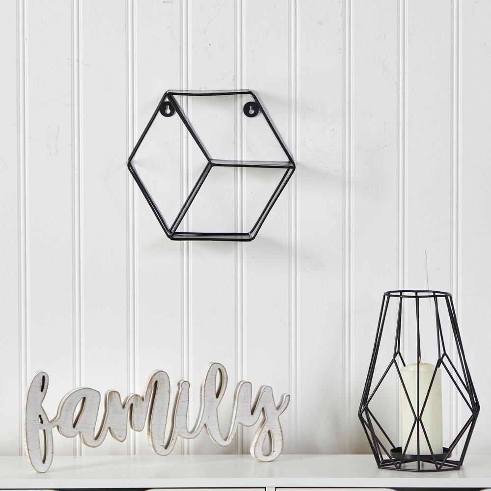 10in. Black Matte Hexagon Wall Shelf. Picture 3