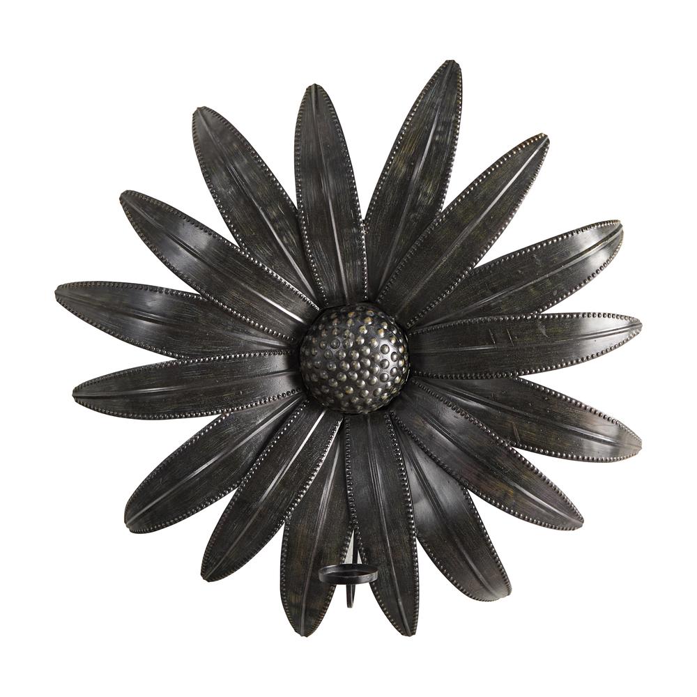 30in. x 30in. Brushed Metal Daisy Flower Sconce Candle Holder Wall Art Decor. Picture 1