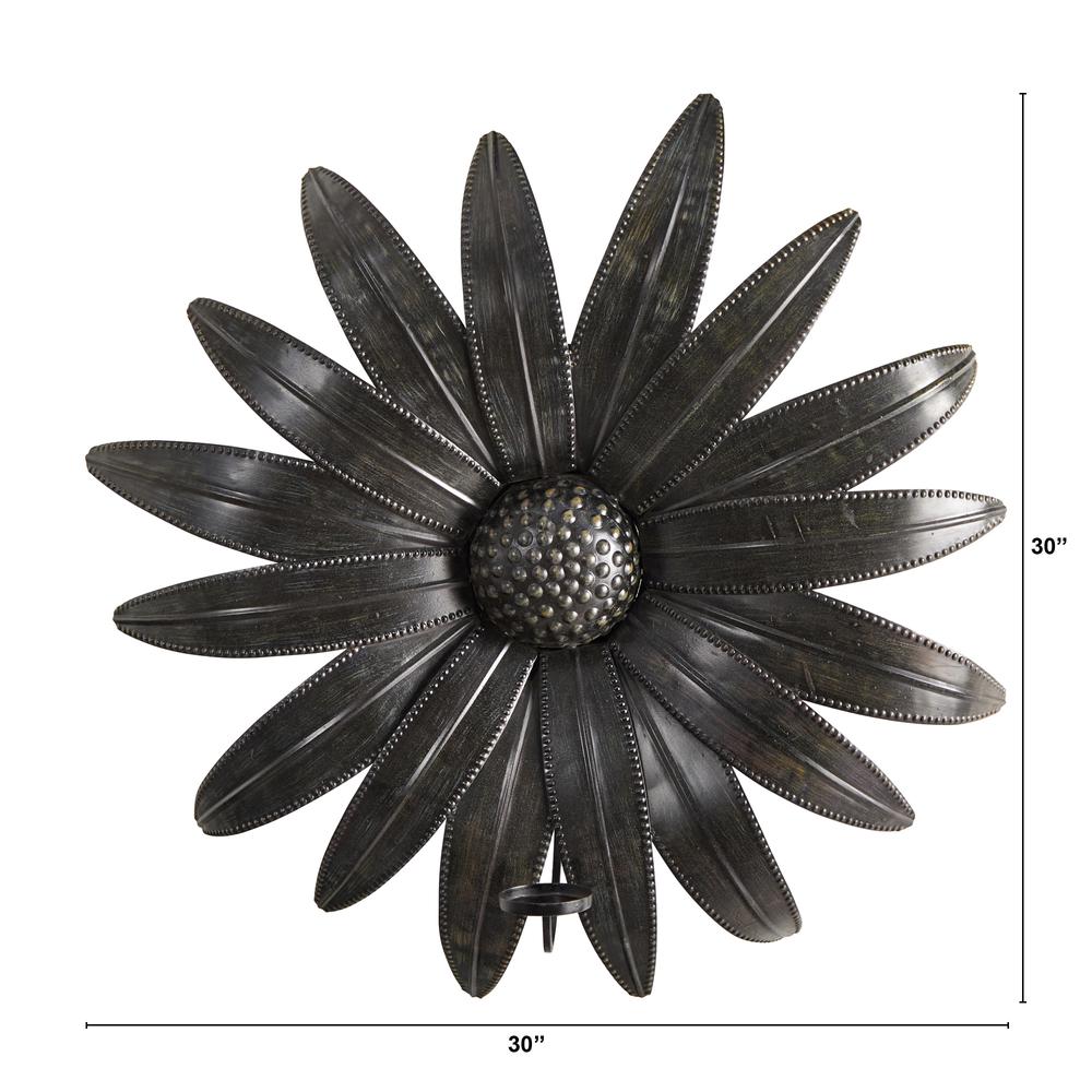 30in. x 30in. Brushed Metal Daisy Flower Sconce Candle Holder Wall Art Decor. Picture 2
