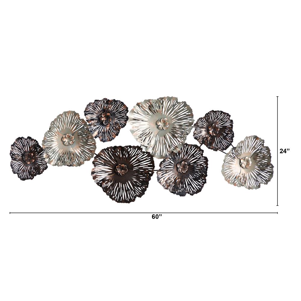 5ft. x 2ft. Floating Metal Floral Design Metal Wall Art Decor. Picture 2