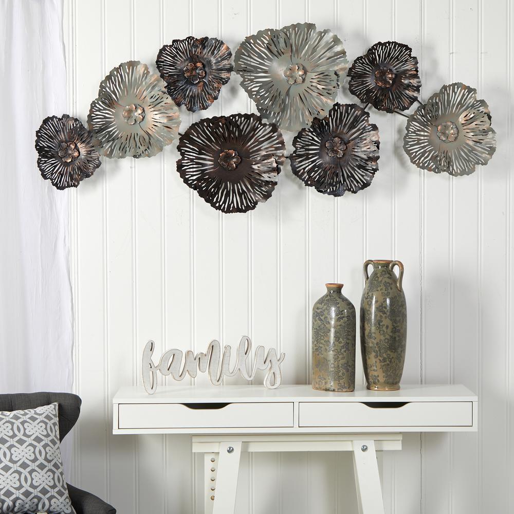 5ft. x 2ft. Floating Metal Floral Design Metal Wall Art Decor. Picture 3