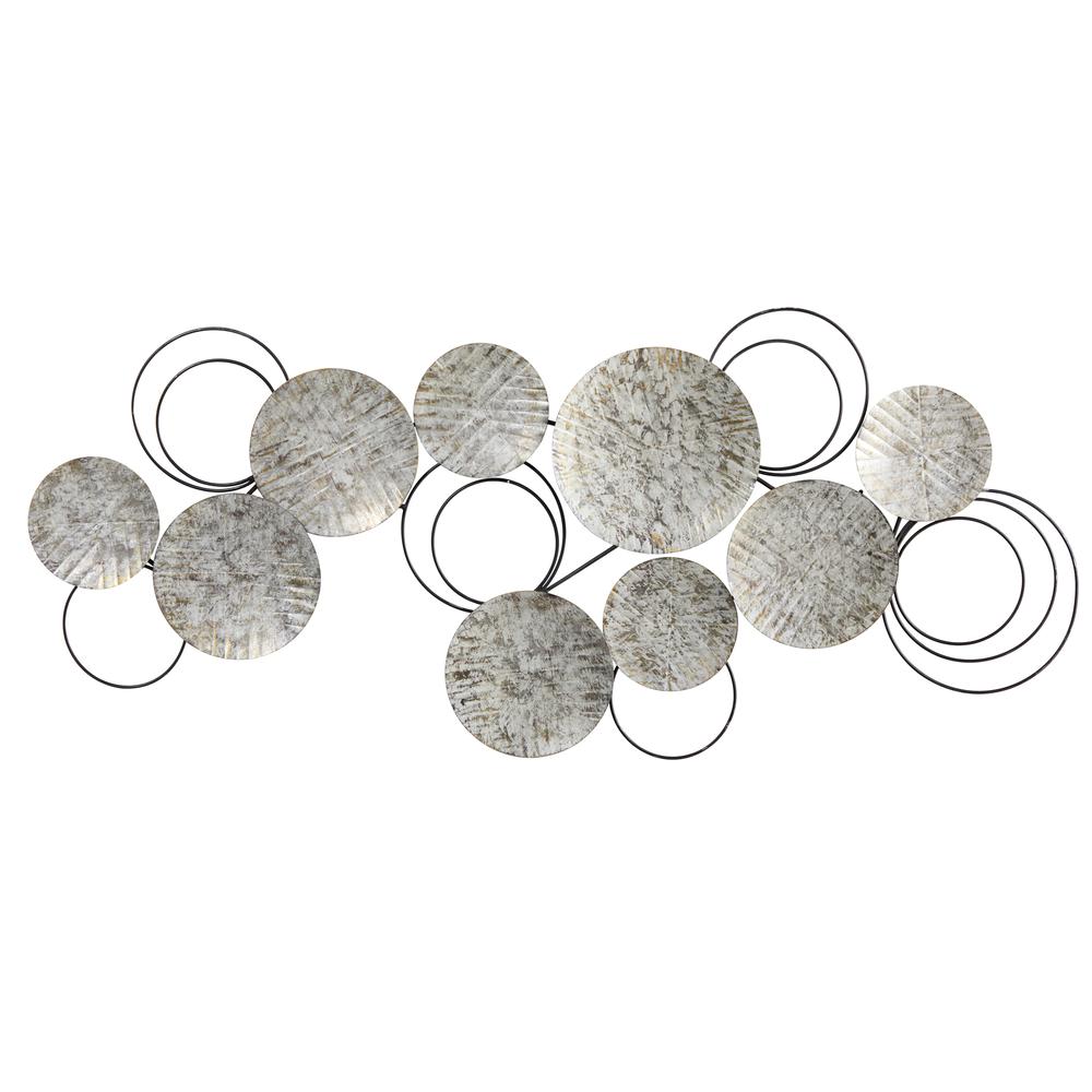 4.5ft. x 2ft. Galvanized Embossed Metal Discs Wall Art Decor. Picture 1