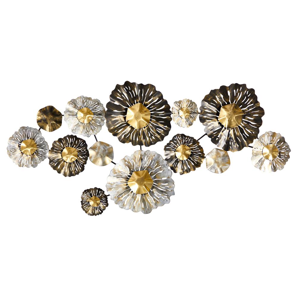 4.5ft. x 2ft. Layered Floral Metal Wall Art Decor. Picture 1