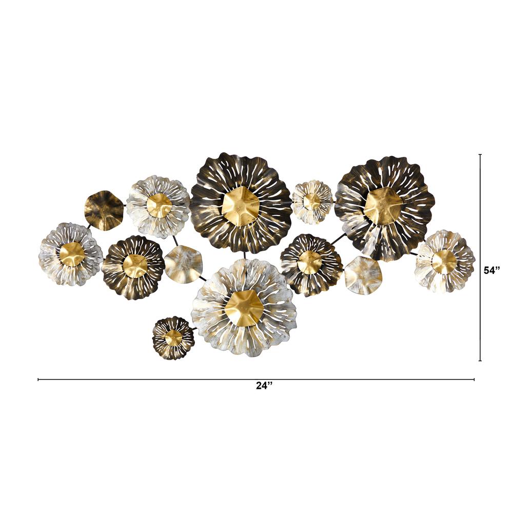 4.5ft. x 2ft. Layered Floral Metal Wall Art Decor. Picture 2