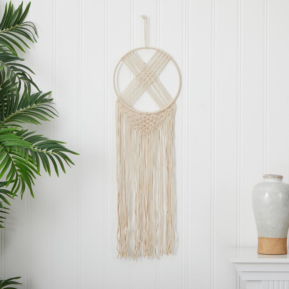 30in. Boho Chic Woven Dreamcatcher Macrame Wall Art Décor. Picture 3