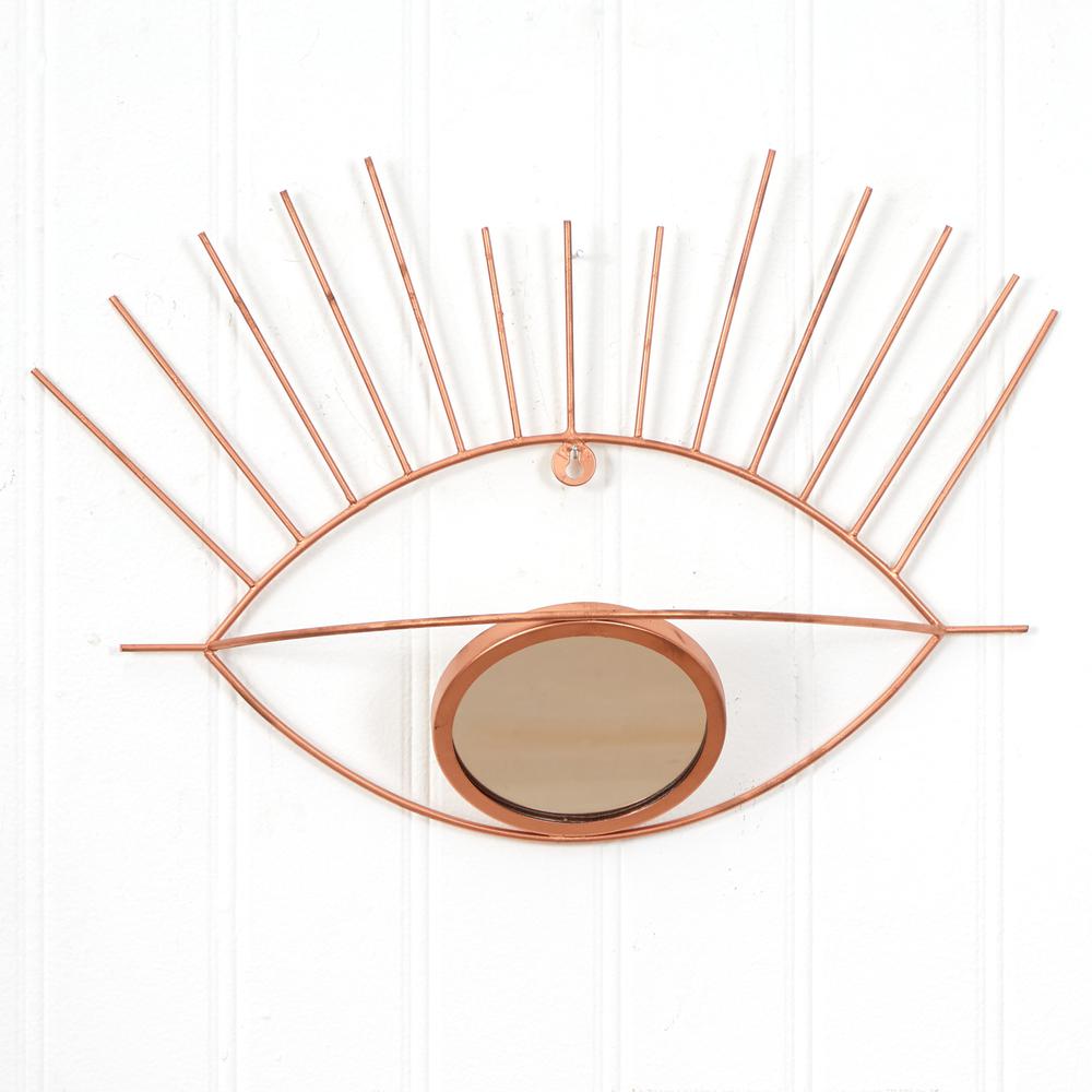 19in. Gold Metal Eye Wall Mirror. Picture 3