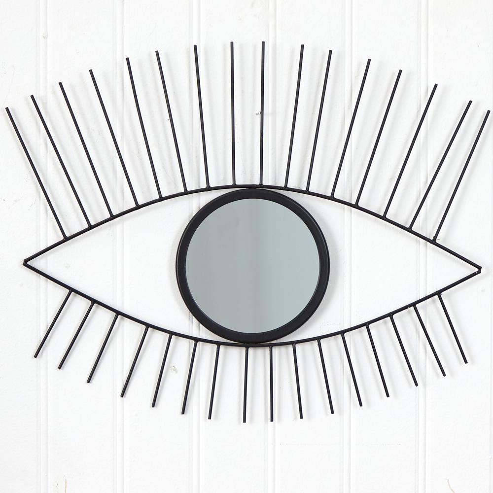 24in. Black Metal Eye Wall Mirror. Picture 3