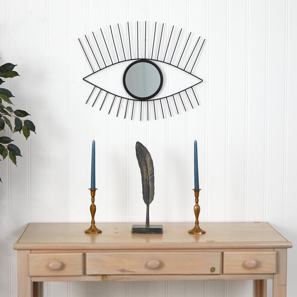 24in. Black Metal Eye Wall Mirror. Picture 4