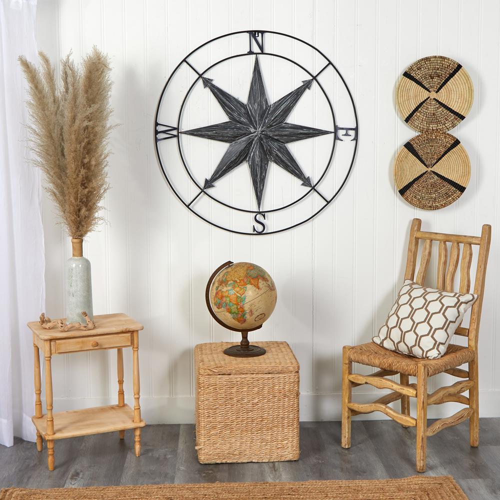 40in. Washed Nautical Metal Compass Wall Art Decor. Picture 3