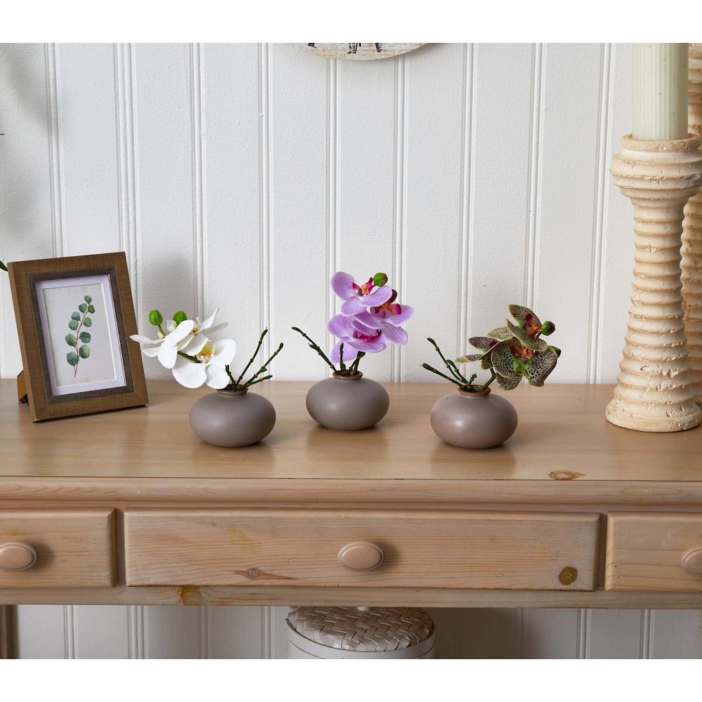 7in. Phalaenopsis Orchid Artificial Arrangement, Set of 3. Picture 6