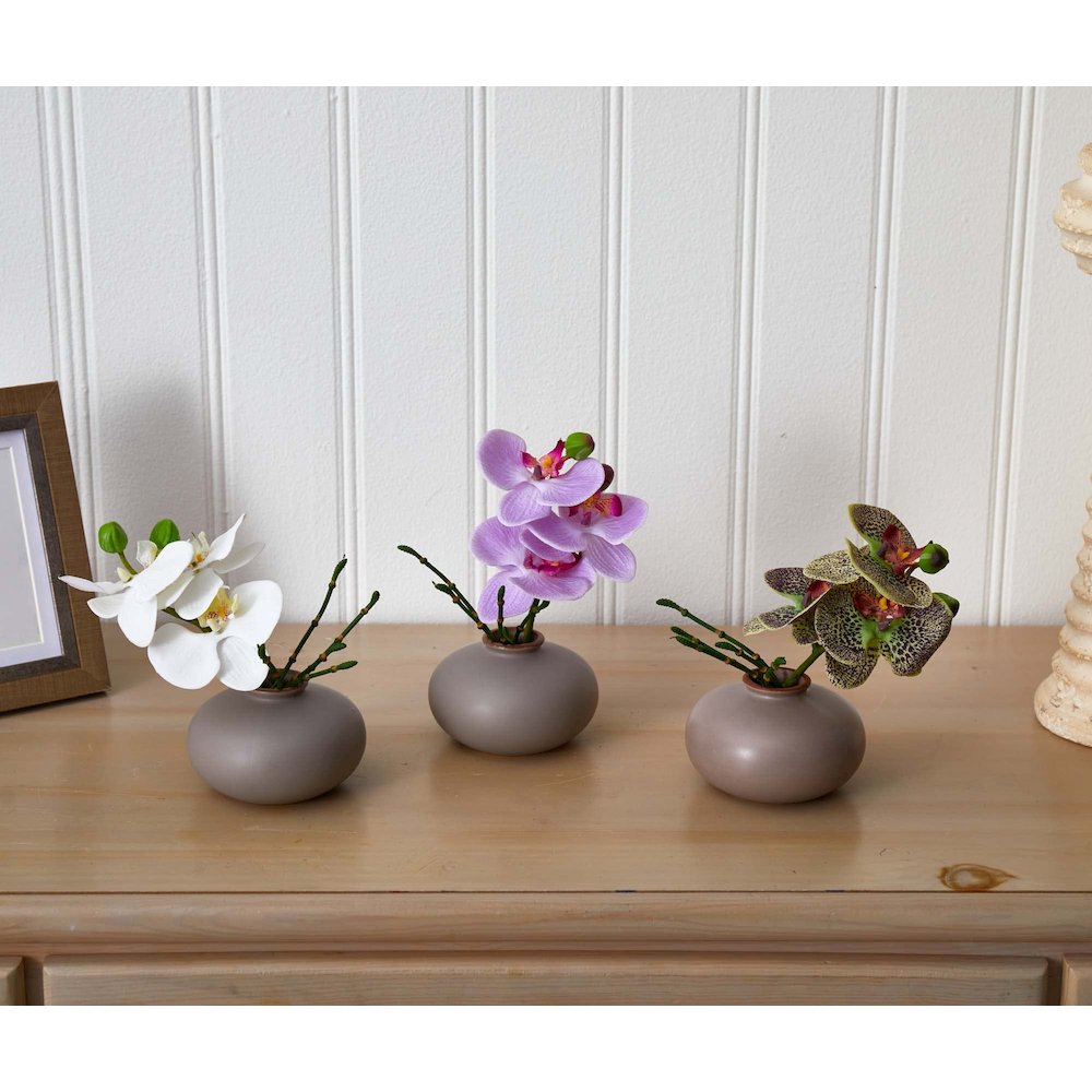 7in. Phalaenopsis Orchid Artificial Arrangement, Set of 3. Picture 5
