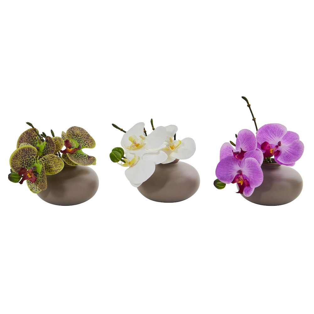 7in. Phalaenopsis Orchid Artificial Arrangement, Set of 3. Picture 1