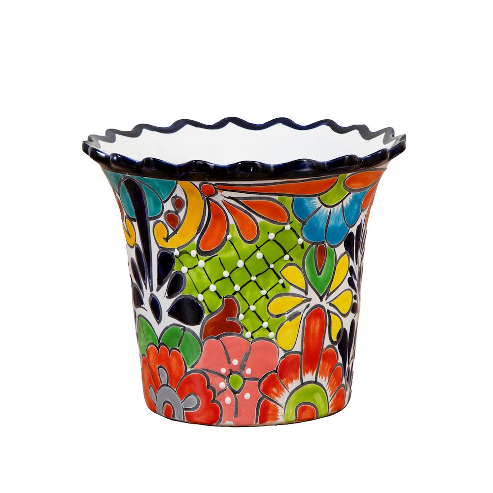 10in. x 12in. Handmade Mexican Talavera Ceramic Planter. Picture 1