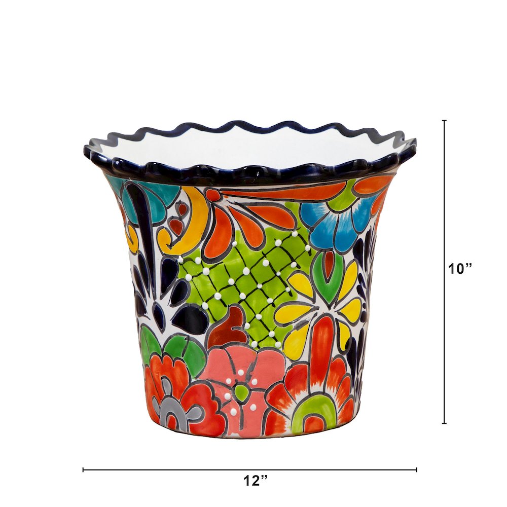 10in. x 12in. Handmade Mexican Talavera Ceramic Planter. Picture 2
