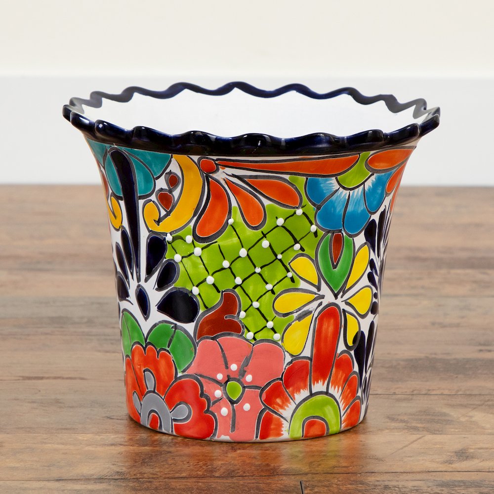 10in. x 12in. Handmade Mexican Talavera Ceramic Planter. Picture 3