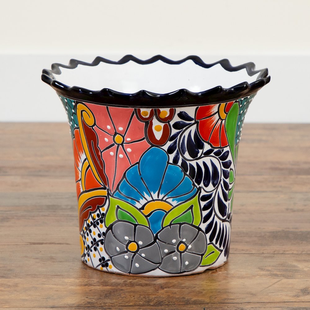 10in. x 12in. Handmade Mexican Talavera Ceramic Planter. Picture 4