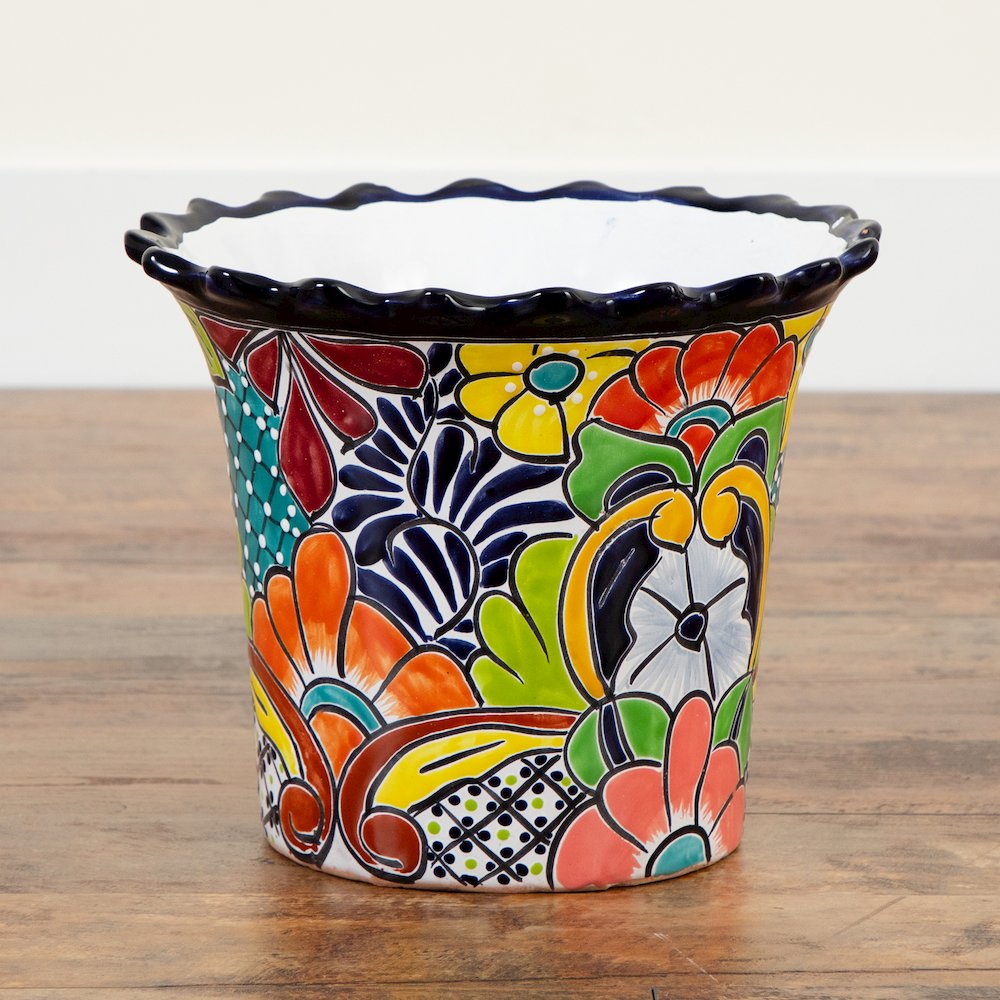 10in. x 12in. Handmade Mexican Talavera Ceramic Planter. Picture 5