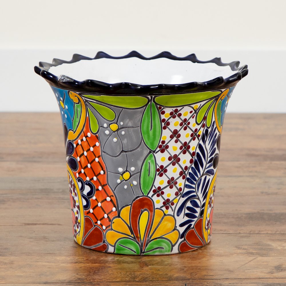 10in. x 12in. Handmade Mexican Talavera Ceramic Planter. Picture 6