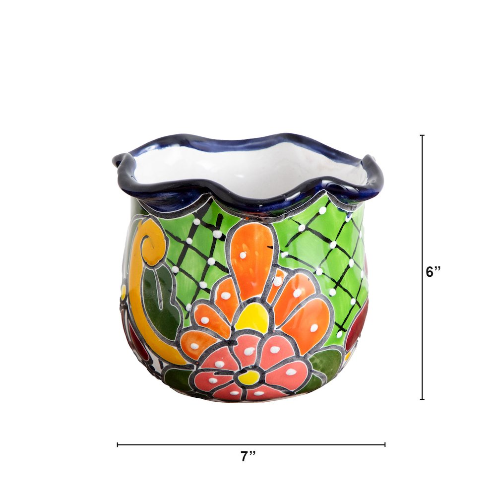 6in. x 7in. Handmade Mexican Talavera Ceramic Planter. Picture 2