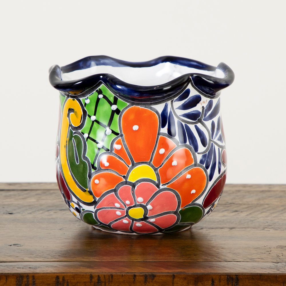 6in. x 7in. Handmade Mexican Talavera Ceramic Planter. Picture 3