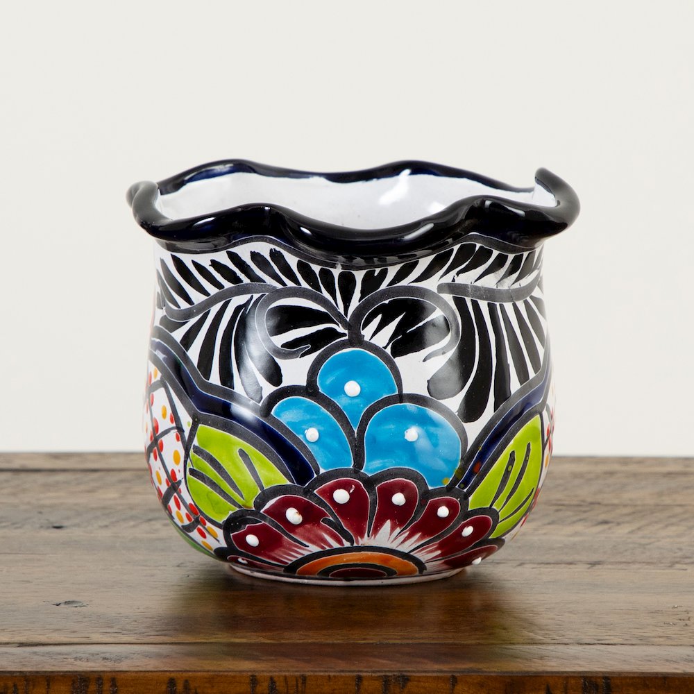 6in. x 7in. Handmade Mexican Talavera Ceramic Planter. Picture 4