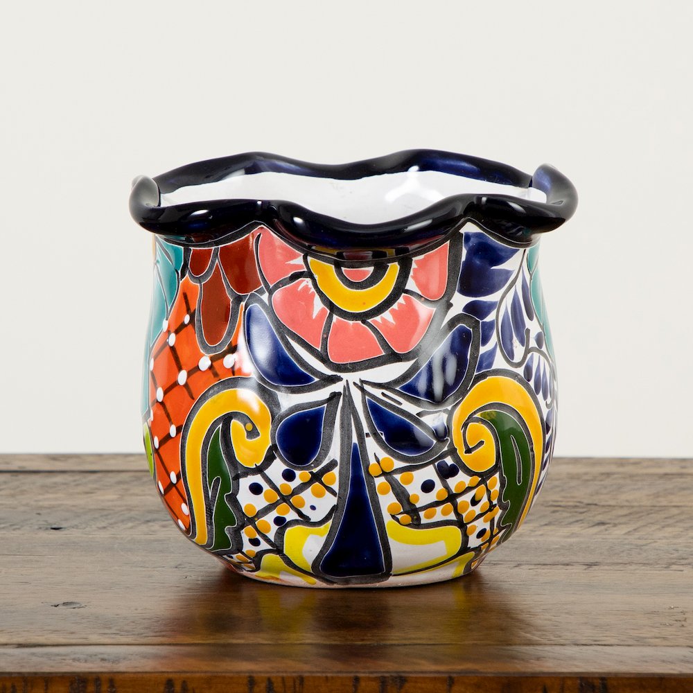 6in. x 7in. Handmade Mexican Talavera Ceramic Planter. Picture 5