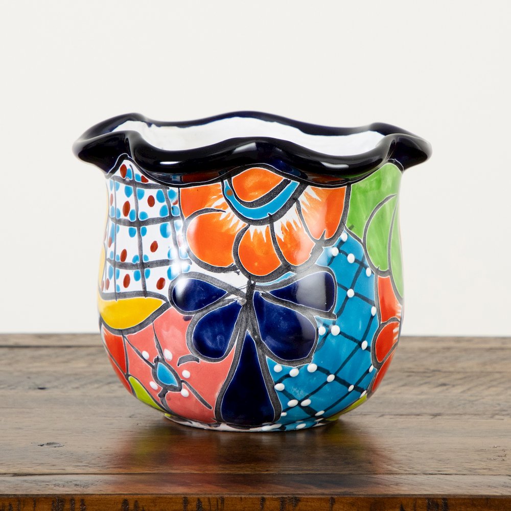 6in. x 7in. Handmade Mexican Talavera Ceramic Planter. Picture 6