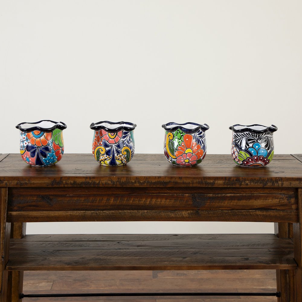 6in. x 7in. Handmade Mexican Talavera Ceramic Planter. Picture 8