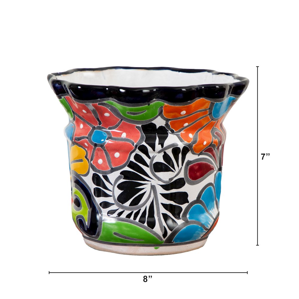 7in. x 8in. Handmade Mexican Talavera Ceramic Planter. Picture 2