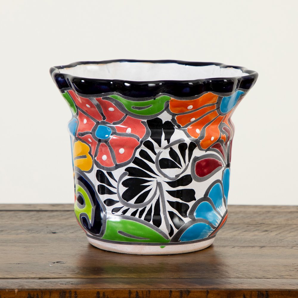 7in. x 8in. Handmade Mexican Talavera Ceramic Planter. Picture 3