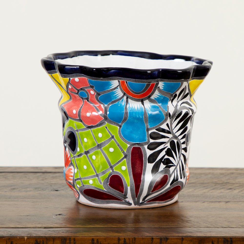 7in. x 8in. Handmade Mexican Talavera Ceramic Planter. Picture 4