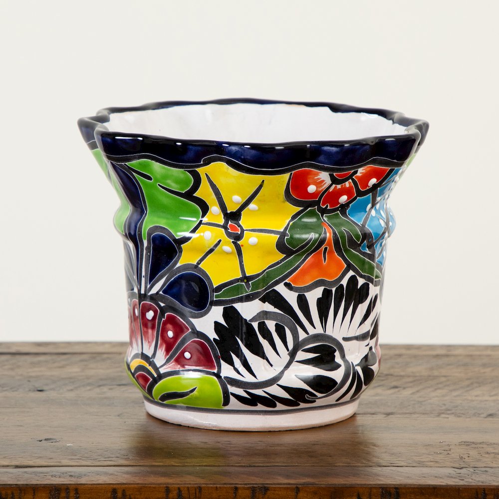 7in. x 8in. Handmade Mexican Talavera Ceramic Planter. Picture 5
