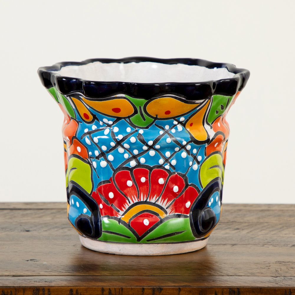 7in. x 8in. Handmade Mexican Talavera Ceramic Planter. Picture 6