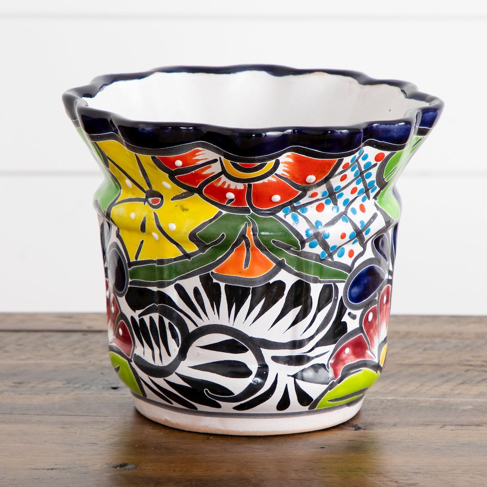 7in. x 8in. Handmade Mexican Talavera Ceramic Planter. Picture 7