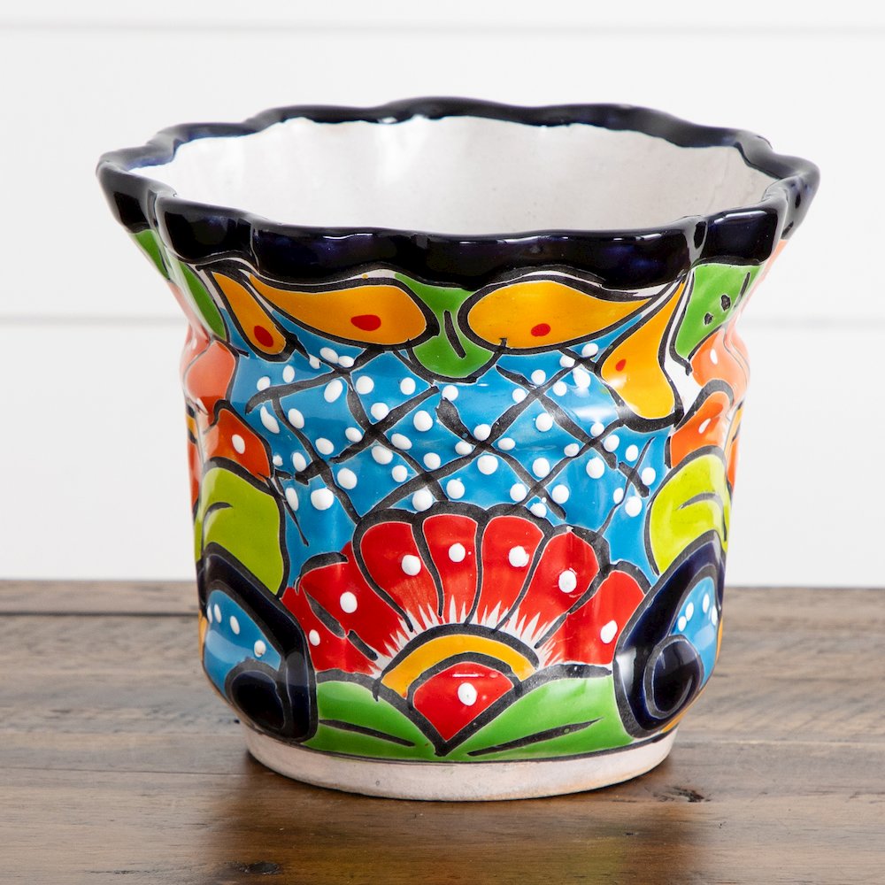 7in. x 8in. Handmade Mexican Talavera Ceramic Planter. Picture 8