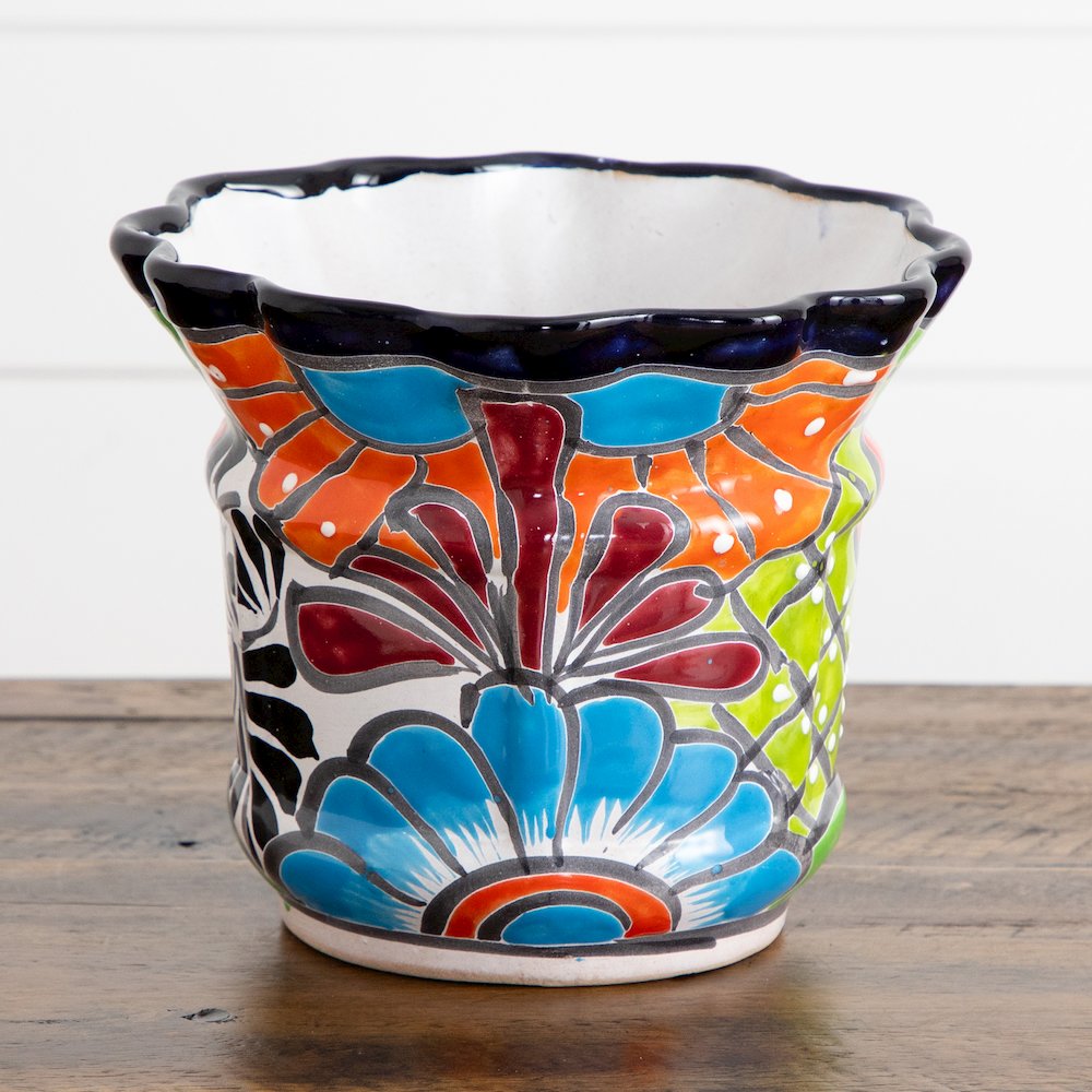 7in. x 8in. Handmade Mexican Talavera Ceramic Planter. Picture 9