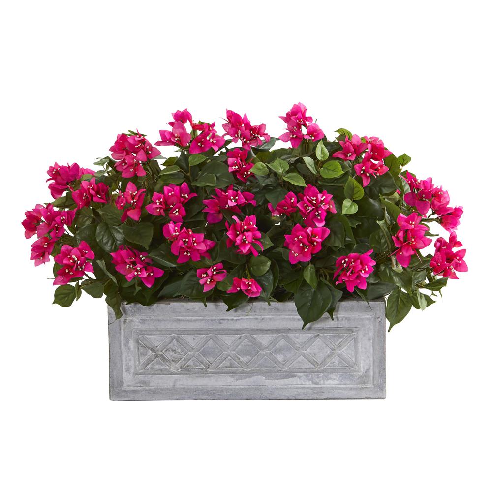30in. Bougainvillea Artificial Plant in Stone Planter. Picture 1