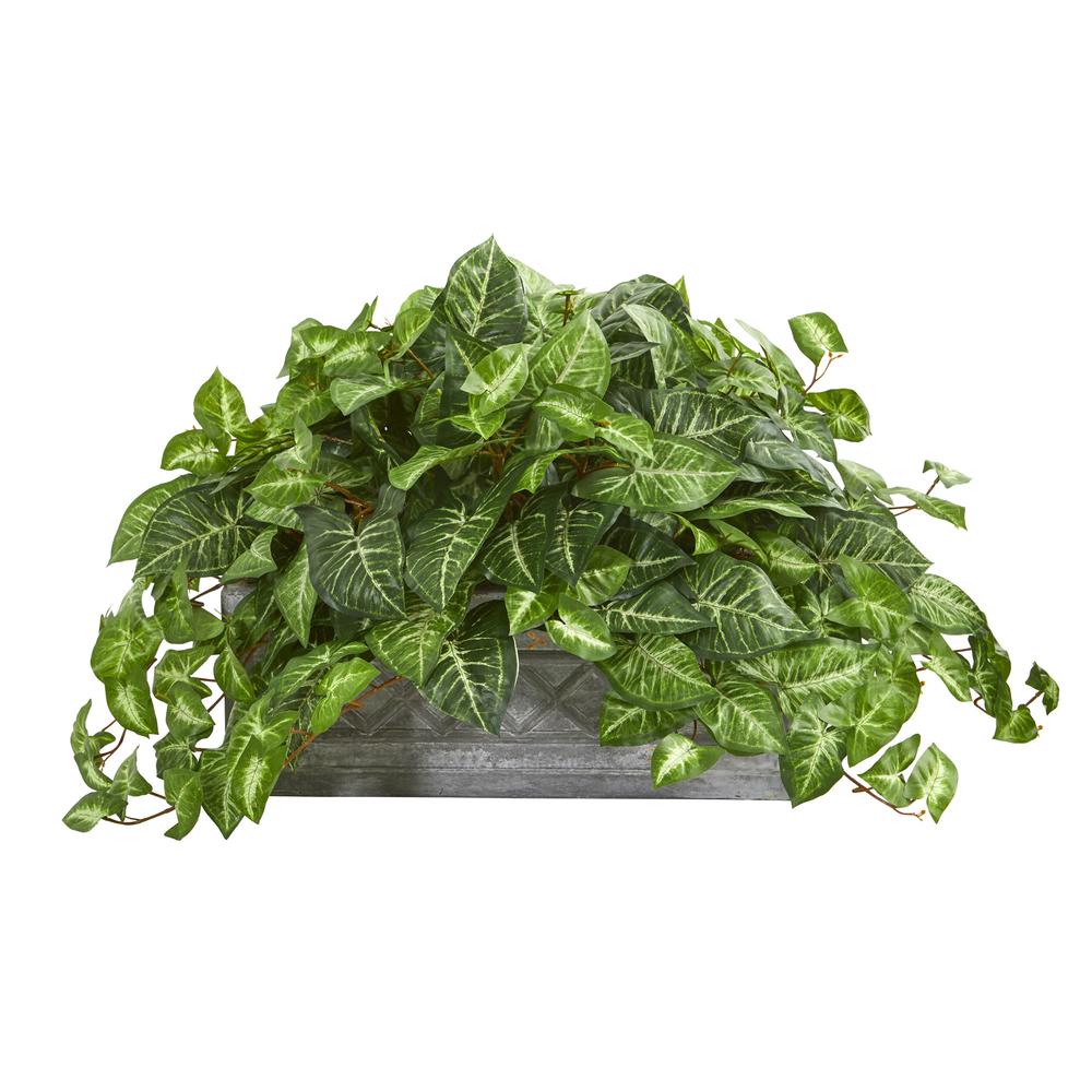 Nephthytis Artificial Plant in Stone Planter. Picture 1