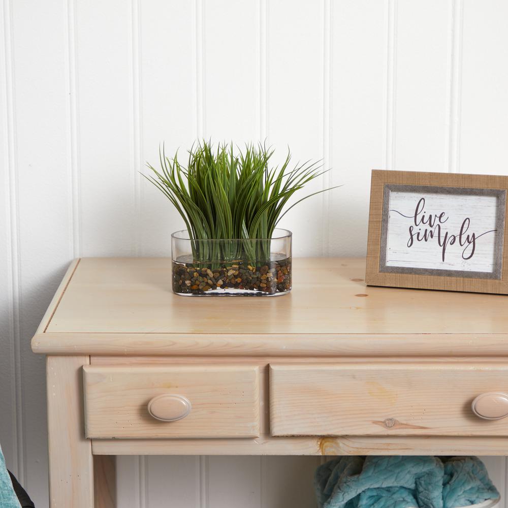 Vanilla Grass Artificial Plant in Oval Vase. Picture 3
