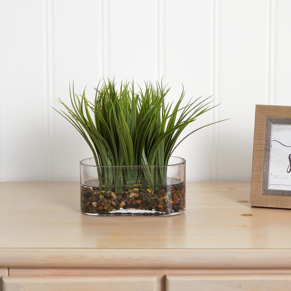 Vanilla Grass Artificial Plant in Oval Vase. Picture 2